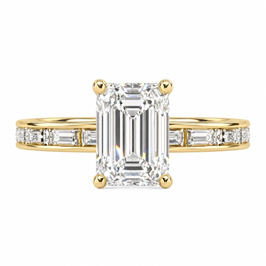 Channel Setting Baguette Pavé Engagement Ring Emerald Cut