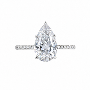 5 Prong Pavé Solitaire Pear Cut Diamond Ring
