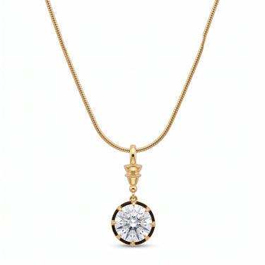 Art Deco Round Diamond Pendant With Vintage Snake Chain Diamond Necklace