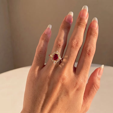 Crimson Bloom Lab Grown Ruby And Diamond Ring