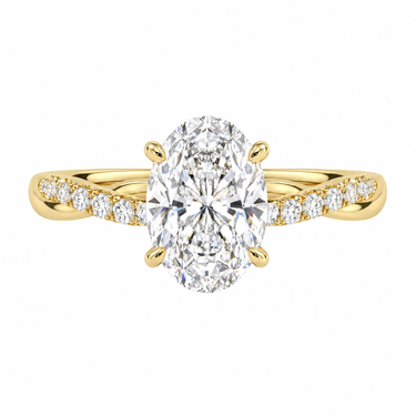 Twisted Side Stone Solitaire Oval Cut Diamond Ring