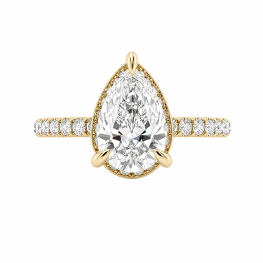 Vintage Pavé Hidden Halo Pear Cut Diamond Ring
