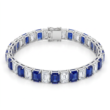 Lab Grown Sapphire and Emerald Cut Tennis Bracelet 10-15CTW