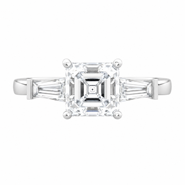 Vivienne Three Stone Asscher Cut Diamond Ring