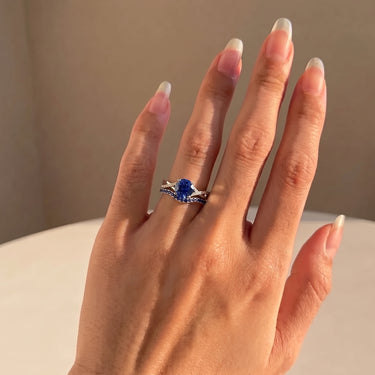 Round Cut Lab Grown Sapphire Twisted Band Ring