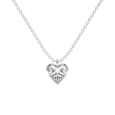 Bezel Heart Solitaire Diamond Pendant Necklace - Le Bezel 