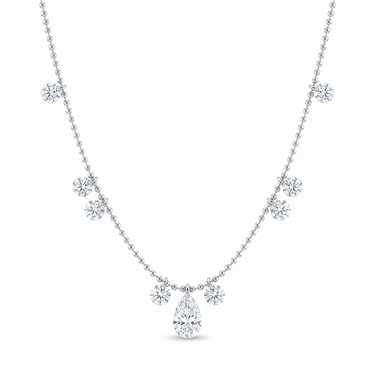 Pear Shape Diamond Dangle Floating Necklace