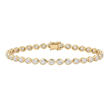 East West Pear Cut Diamond Bezel Tennis Bracelet