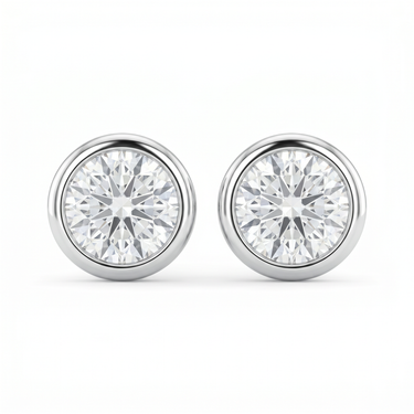 Solitaire Round Diamond Earring in Bezel Setting