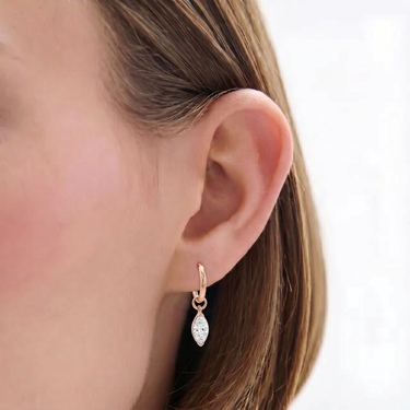 Marquise Diamond Drop Huggie Earrings