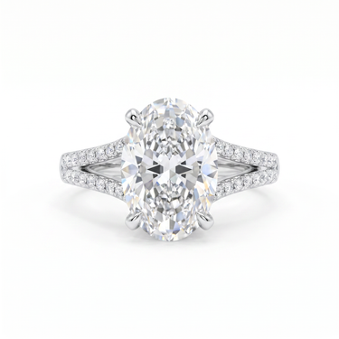 Oval Cut Lab Grown Diamond Split-Shank Full Pavé Engagement Ring