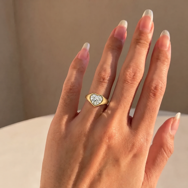 Heart Cut Diamond Bezel Signet Ring