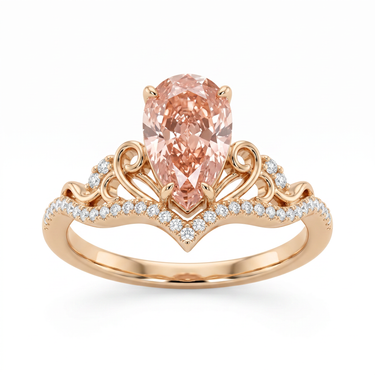 Pear-Cut Pink Diamond Crown Engagement Ring