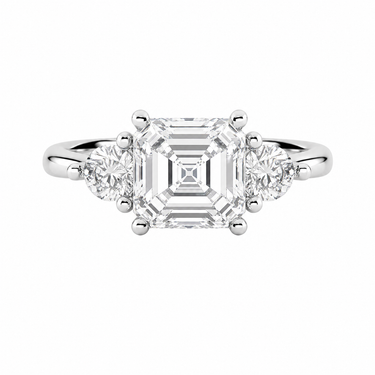 Amelie Three Stone Asscher Cut Diamond Ring