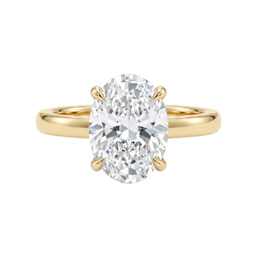 4 Prong Solitaire Oval Cut Diamond Engagement Ring 3mm Band