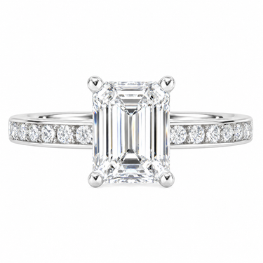 Channel Setting Pavé Engagement Ring Emerald Cut