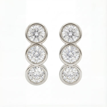 3Stone Bezel Diamond Huggie Earrings 1CTW - Beyon Diamond