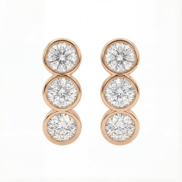 3Stone Bezel Diamond Huggie Earrings 1CTW - Beyon Diamond