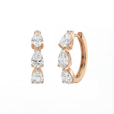 3Stone Pear Cut Hoop Earrings 1CTW - Beyon Diamond