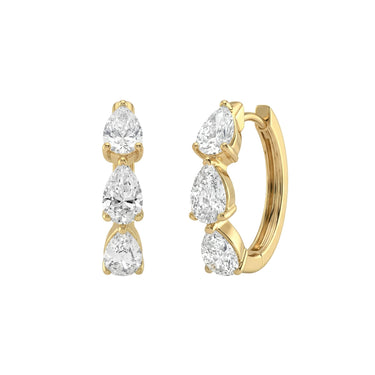 3Stone Pear Cut Hoop Earrings 1CTW - Beyon Diamond