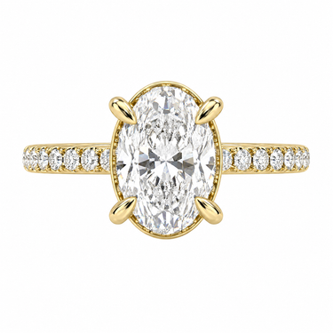 Vintage Pavé Hidden Halo Oval Cut Diamond Ring