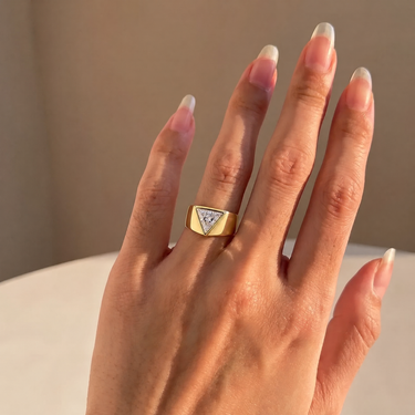 Trillion Cut Diamond Bezel Cigar Band Ring