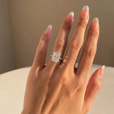 Prong Pavé Solitaire Radiant Cut Diamond Engagement Ring