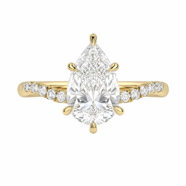 Twisted Side Stone Solitaire Pear Cut Diamond Ring