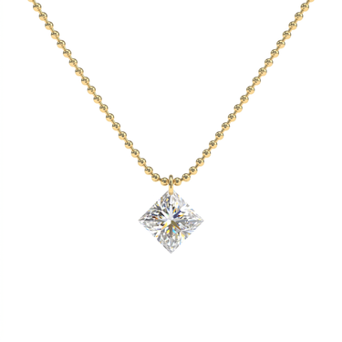 Drilled Princess Cut Diamond Beam Chain Necklace