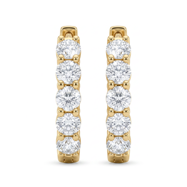 Five-Stone Round Diamond Huggie Hoop Earrings