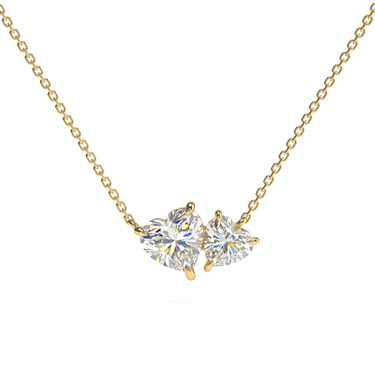 1.5 CTW Toi Et Moi Heart Cut Diamond Necklace