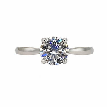 Tapered Band Round Solitaire Engagement Ring