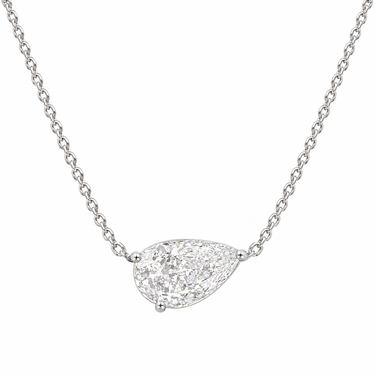 East West Pear Shaped Diamond Pendant Necklace