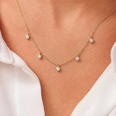 5 Stone Scattered Floating Diamond Necklace 0.25CTW - Beyon Diamond
