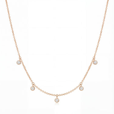 5 Stone Scattered Floating Diamond Necklace 0.25CTW - Beyon Diamond