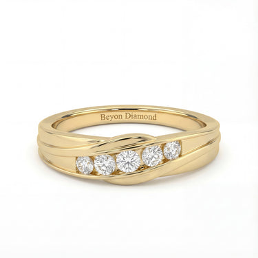 5 Stone Wavy Men's Ring - Beyon Diamond