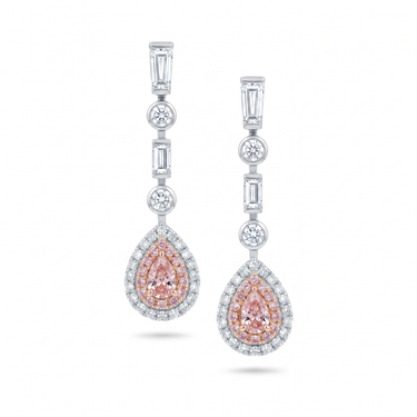2CTW Blush Pear Pink Diamond Chandelier Earrings