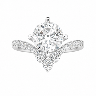 Crown Pavé Engagement Ring Round Cut