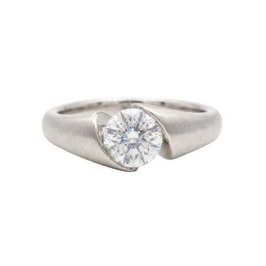 Round Cut Diamond Gypsy Set Floating Engagement Ring