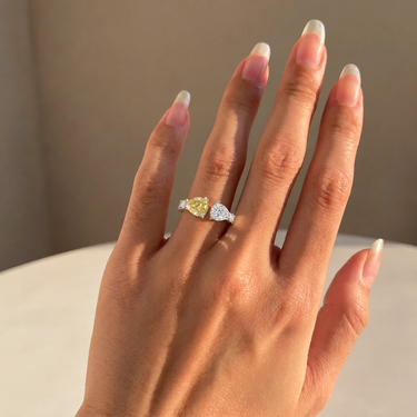 Toi Et Moi Pear Cut Yellow Diamond Engagement Ring