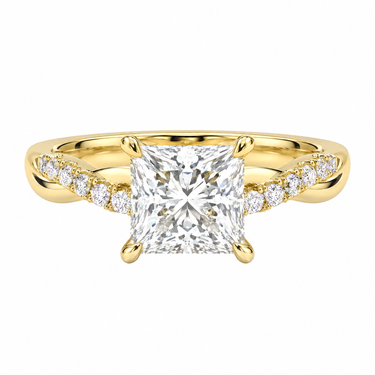 Twisted Side Stone Solitaire Princess Cut Diamond Ring
