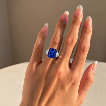 21ct Lab Grown Sapphire 3stones Diamond Engagement Ring