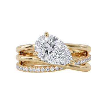 East West Pear Cut Diamond Ring With Triple Wrap Band