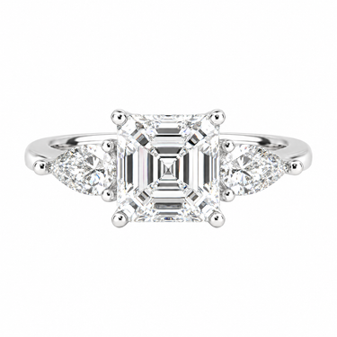 Florence Three Stone Asscher Cut Diamond Ring
