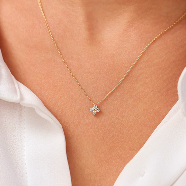 4 Diamond Gold Clover Necklace 0.15 CTW - Le Bezel