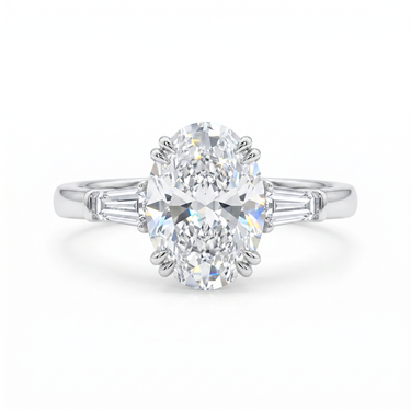 Oval Cut 8 Prong Three Stone Diamond Engagement Ring