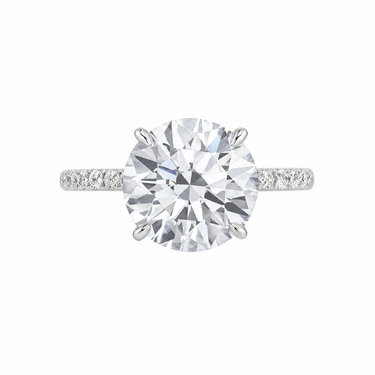 4 Prong Pavé Solitaire Round Cut Diamond Ring