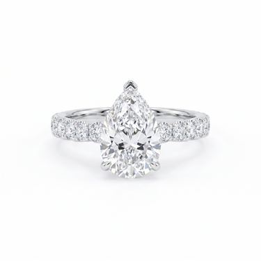 Pear Cut Prong Setting Large Pave Diamond Engagement Ring