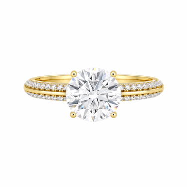 Double Row Pavé Engagement Ring Round Cut