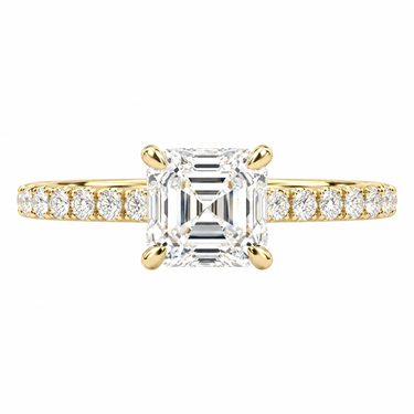 Prong Pavé Solitaire Asscher Cut Diamond Ring
